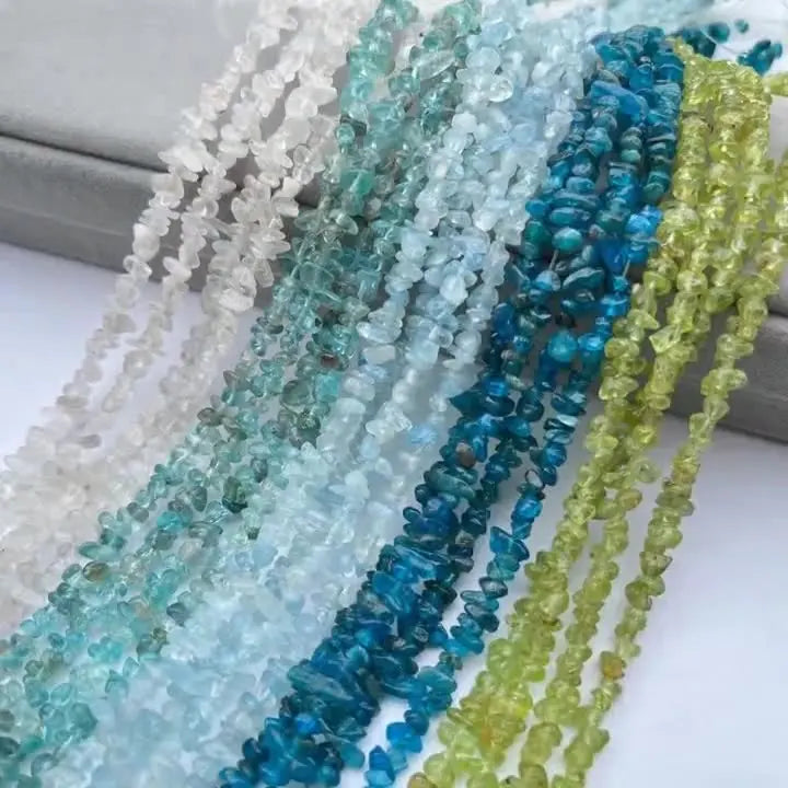 Natural Aquamarine Apatite Blue Moonstone Peridot Chip Gemstone Beads Irregular Drilled Crystal Chips for DIY Jewelry Making