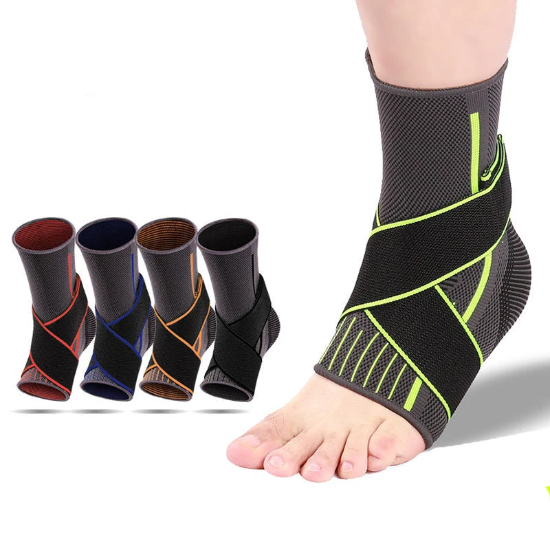 Unisex Double Straps Fitness Athletic Elastic Breathable Knit Sports Compression Ankle Support Protection Guard Sleeve