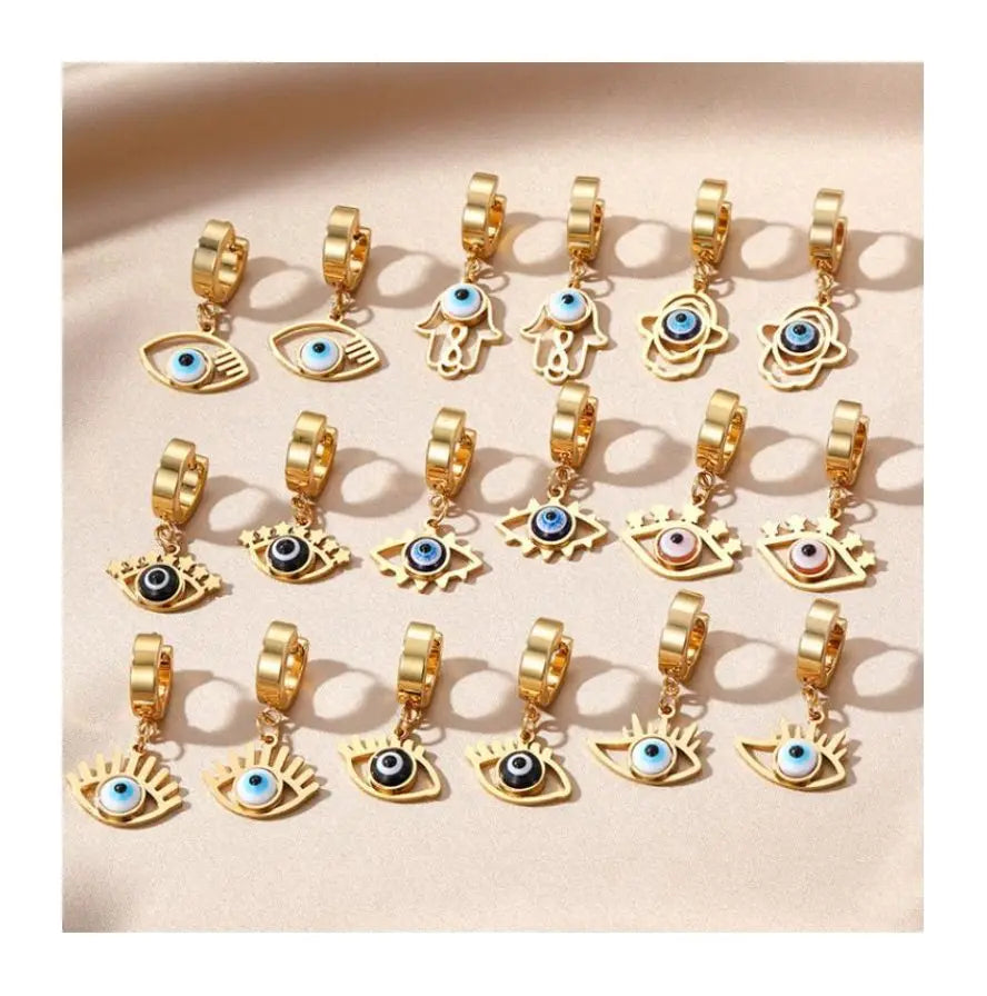 18K Gold Plated Drop Punk Earrings  Hollow Stainless Steel Earrings Hollow Eyelash Eye Earrings for Girls Jewelry