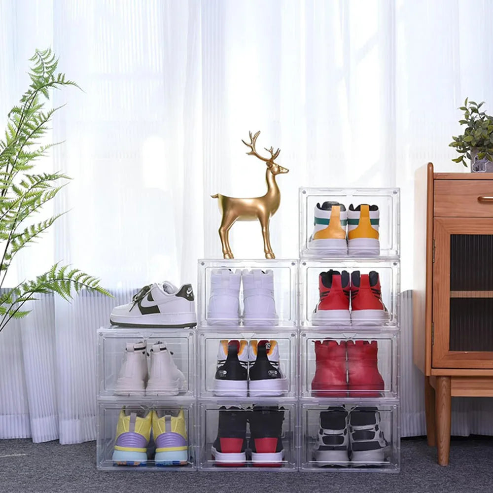 Stackable Large Household Shoe Storage Boxes Rectangle Plastic PP Injection Foldable Eco-Friendly Design Space Saving 10-20L