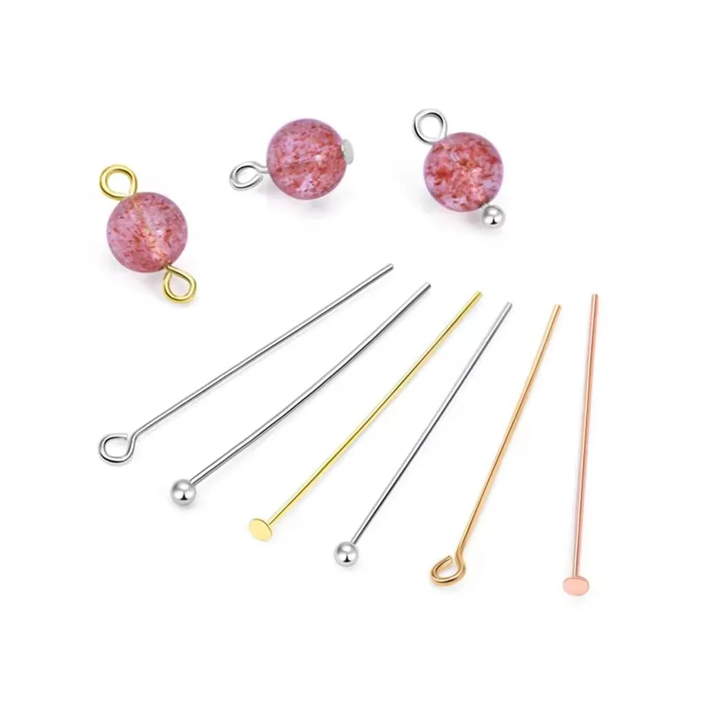 GPJ Wholesale 925 Sterling Silver Head Pins Needles 20mm/30mm/40mm Jewelry Handmade DIY Accessories