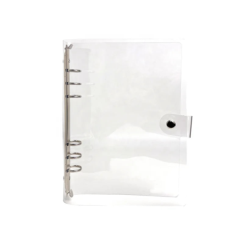 Personal A5 Glitter Binder Cover clear Soft Pvc Notebook Shell 6 Rose Gold Round Ring with Snap Button Closure Loose Leaf Fol