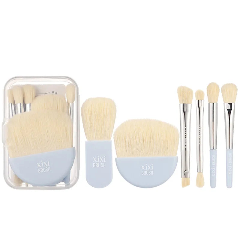 Mini 6PCS Travel Makeup Brush Set with PVC Case Cosmetic Eye Shadow Nail Brushes Tool Kitrushes Kit