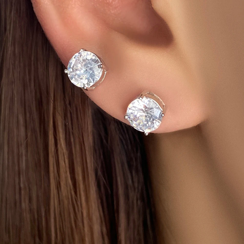 Factory Rhodium Plated White Zircon Diamond Women Accessories Fashion Jewelry Available Men Gift 925 Sterling Silver Earrings