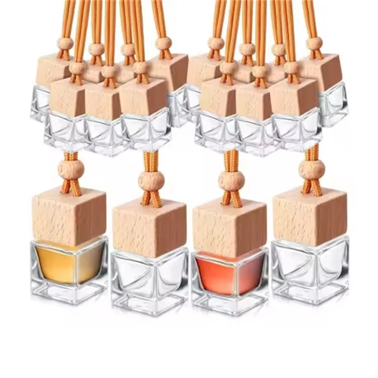 CAPOT Luxury  Empty Refillable Glass Aromatherapy Essential Oil Diffuser Square Shape Hanging Autos Screw Cap Seal