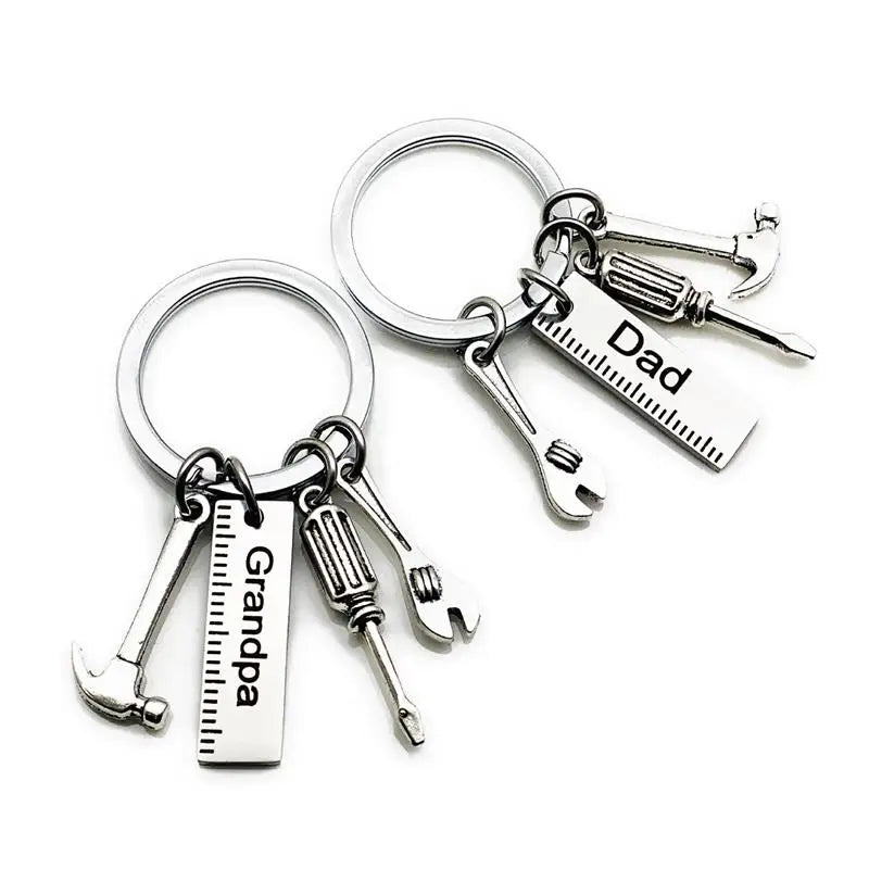 DIY Stainless Steel Key Chain Dad Grandpa Father'S Day Personality Creativity Gift Tool Ruler Screwdriver Keychain