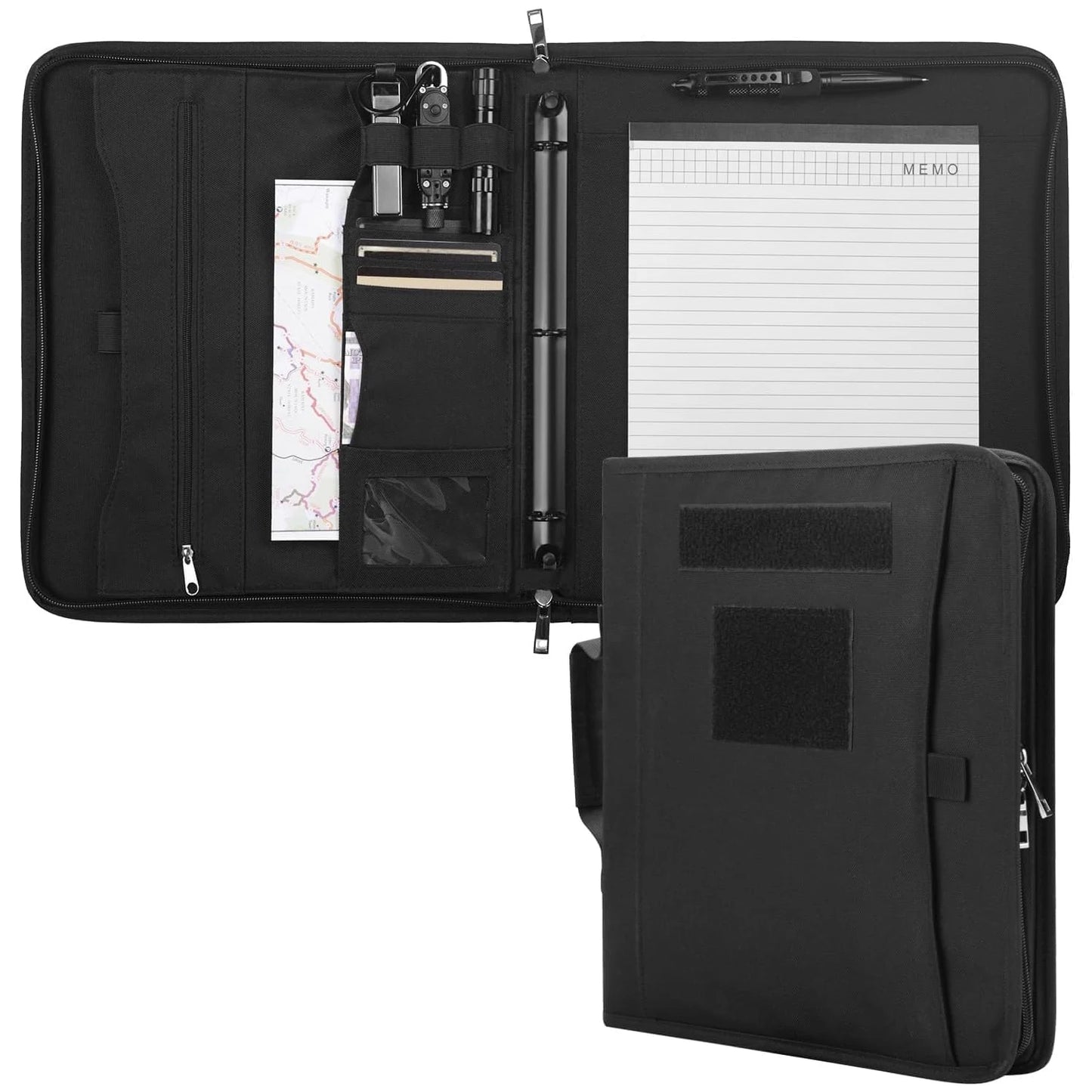 Outdoor Tactical Notebook Gear Zippered Multicamou Padfolio Ring Binder for Camping and Hiking