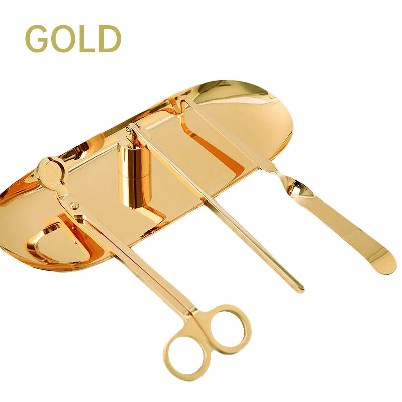 Wholesale Stainless Steel Black Gold Candle Accessory Set Wick Clips Wick Cutter Candle Scissors Set