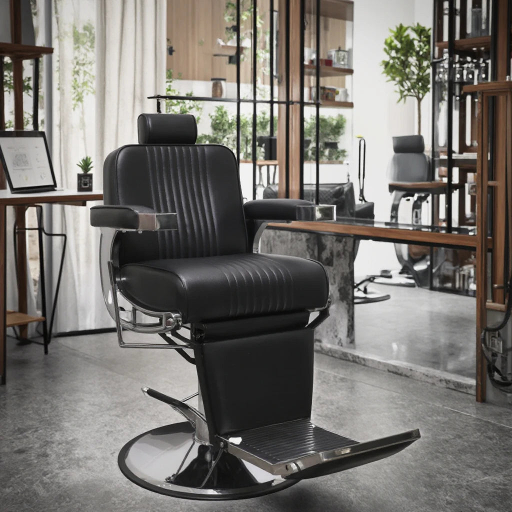 PU Leather Durable Barber Chair Heavy-Duty Black Salon Haircut Chair for Barber Shops Factory Price Supports Heavy Weight 360