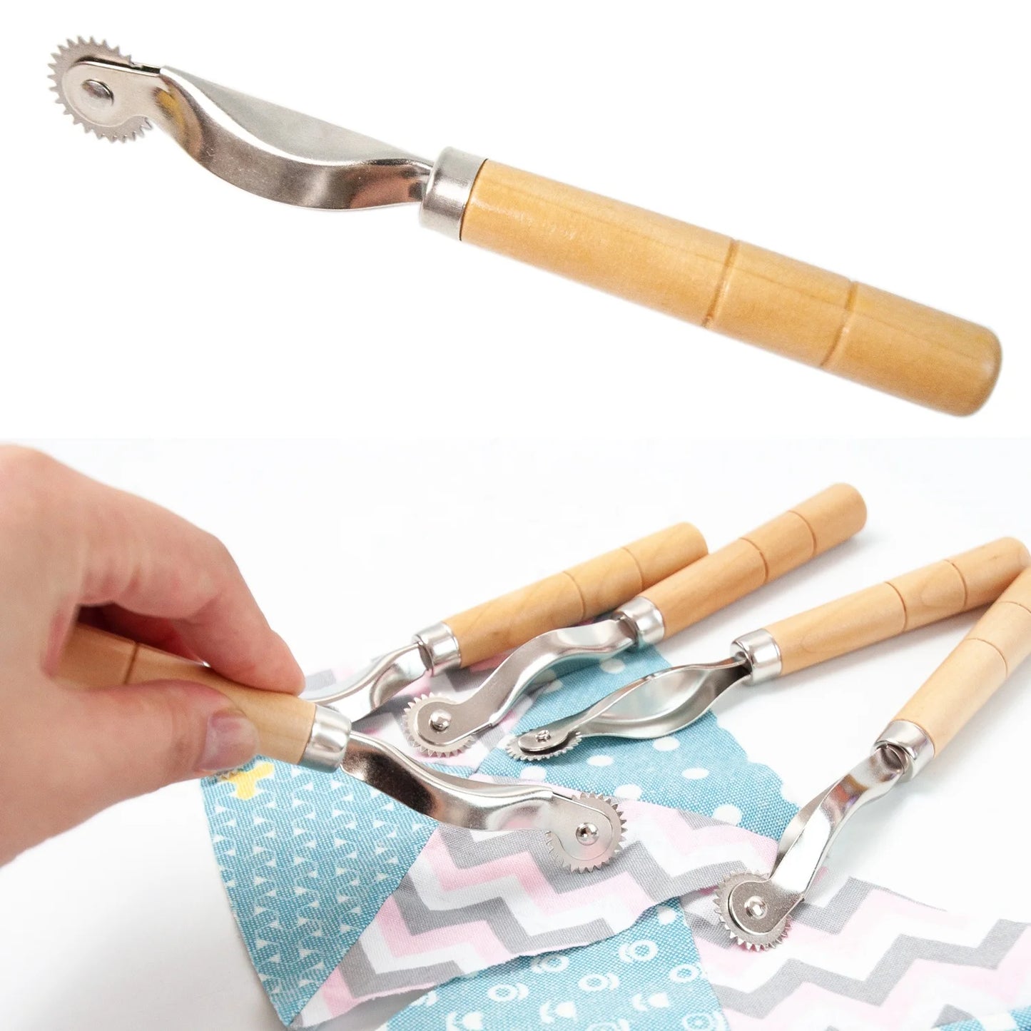 Seam Roller Press Quilting Tool for Hand Sewing Wood & Metal Construction with Smooth Rounded Edges