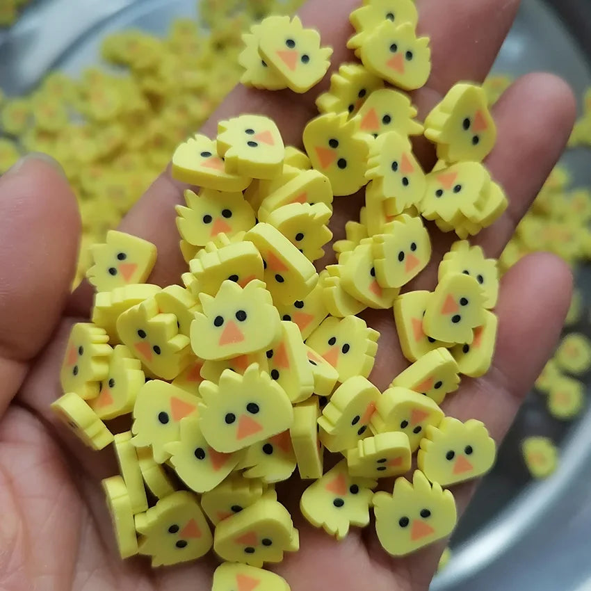 1000g 5mm 10mm Animal Easter Yellow Chick Slices Polymer Clay Sprinkles for DIY Craft Slime Filling