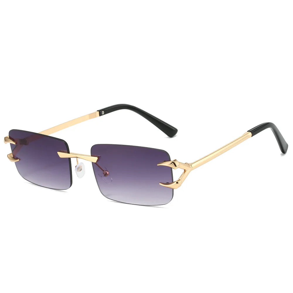 2025 Personalized Glasses Sunglasses Women Simple Designed Sunglasses With Logo Rectangle Rimless Sunglasses