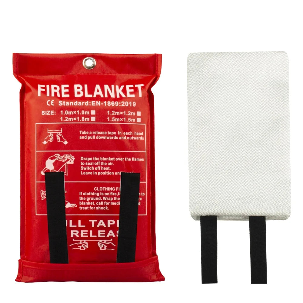 1m X 1m Flame Retardant Safety Fireproof Fiberglass Emergency Fire Blanket for Home Kitchen