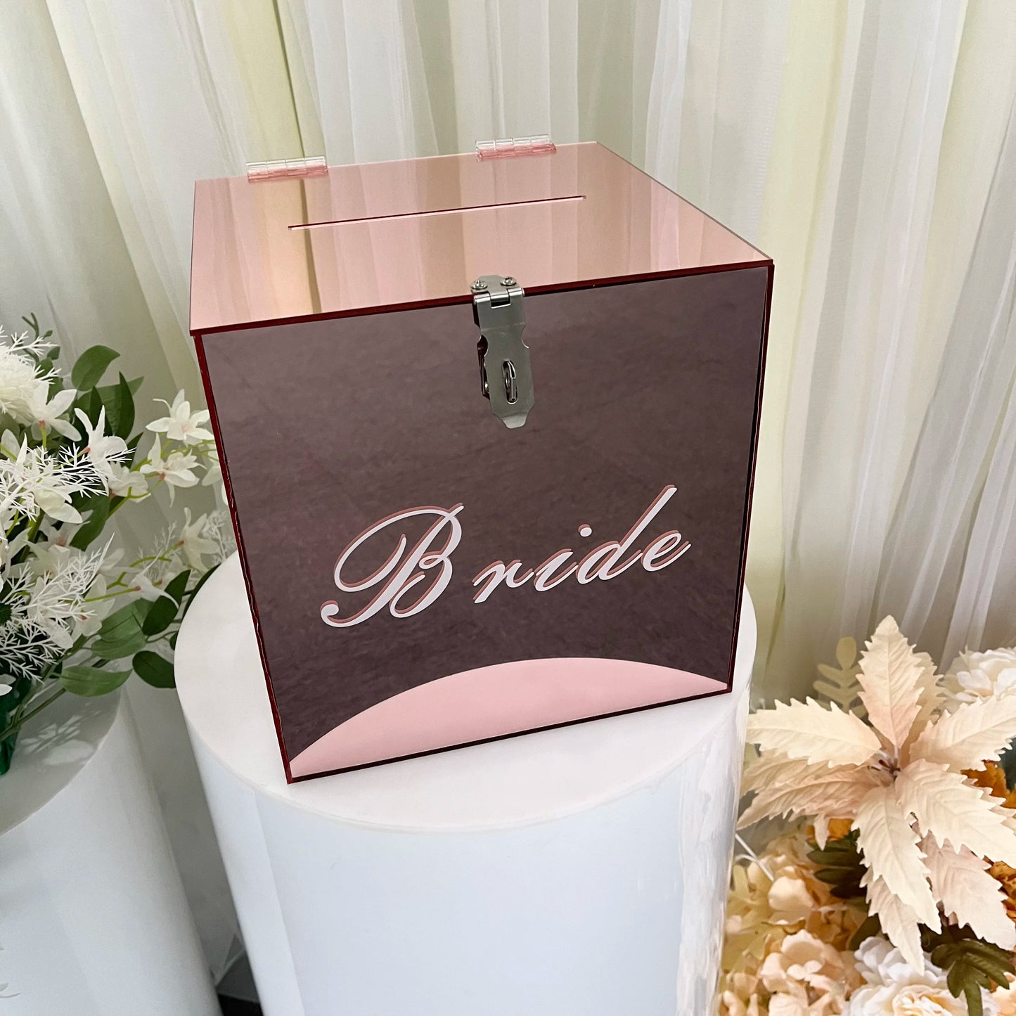 Gaojian Rose Golden Mirror Acrylic 3mm for Eco-friendly Wishing Well Gift Box Elegant Wedding Invitation Card Display Box