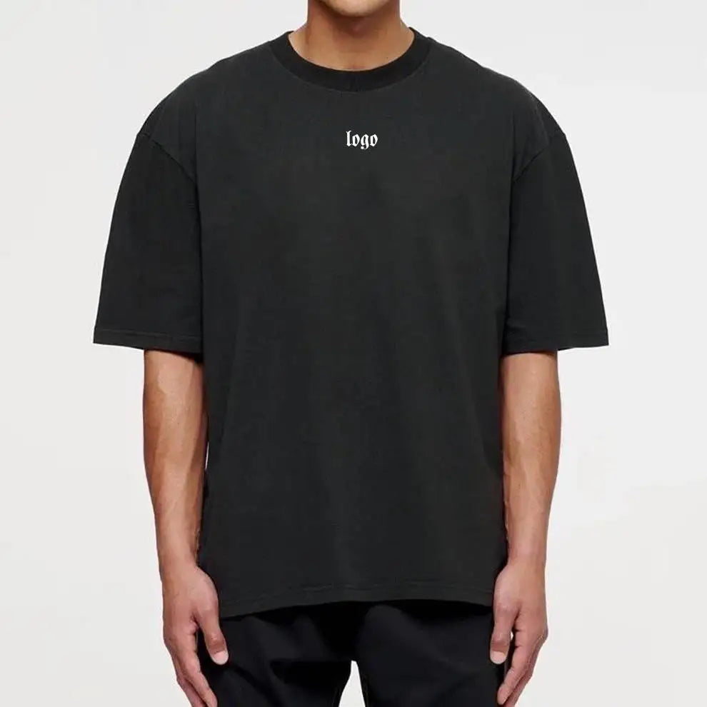 High Quality Drop Shoulder Heavyweight T-Shirts Custom Heavy Weight Cotton T Shirts Mock Neck 230g Oversized Tshirts Men
