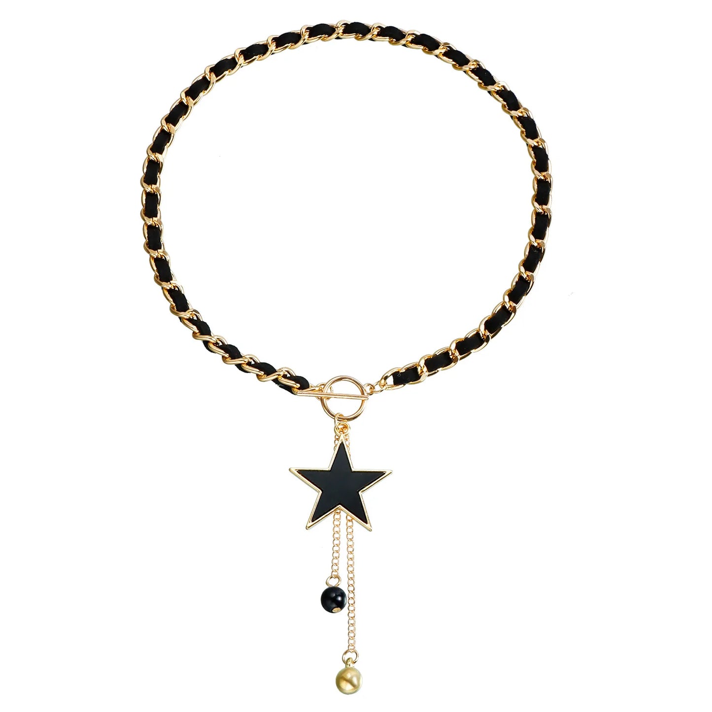Wholesale Metal Black Alloy and Velvet Star Shape Pendant Necklace 12cm Metal Jewelry Necklace