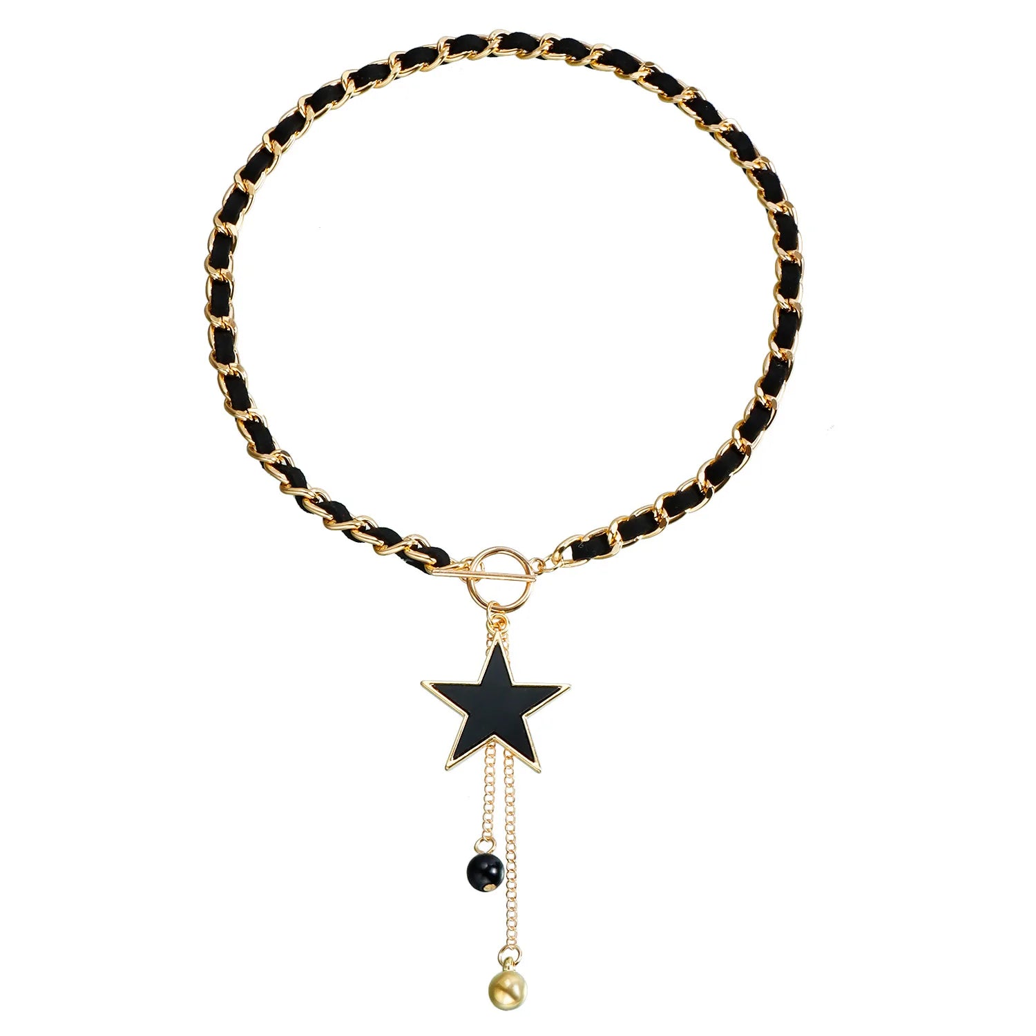 Wholesale Metal Black Alloy and Velvet Star Shape Pendant Necklace 12cm Metal Jewelry Necklace