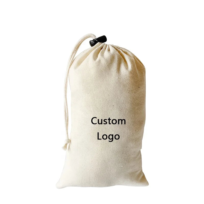 Custom Cotton Tooth Brush Pouch Boutique Muslin Drawstring Bag with Logo for Skin Care Tool Packaging