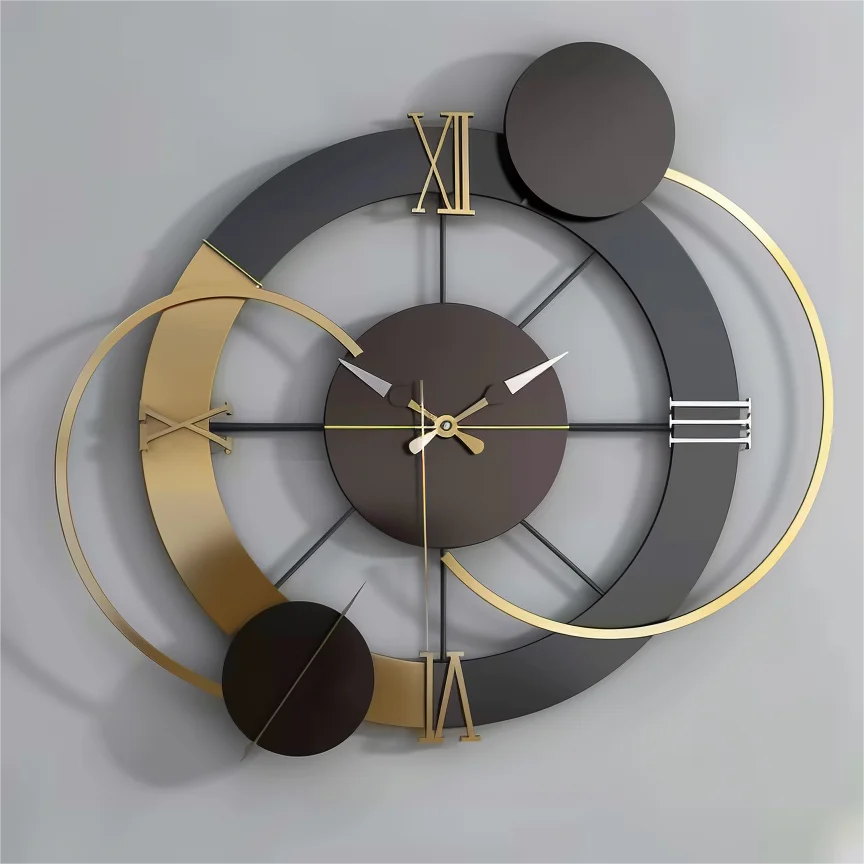65x60CM  New Large Metal Frame Wall Clock Minimalist Modern Needle Art Black Home Decor Watch Manufacturer Dropshipping DDP W