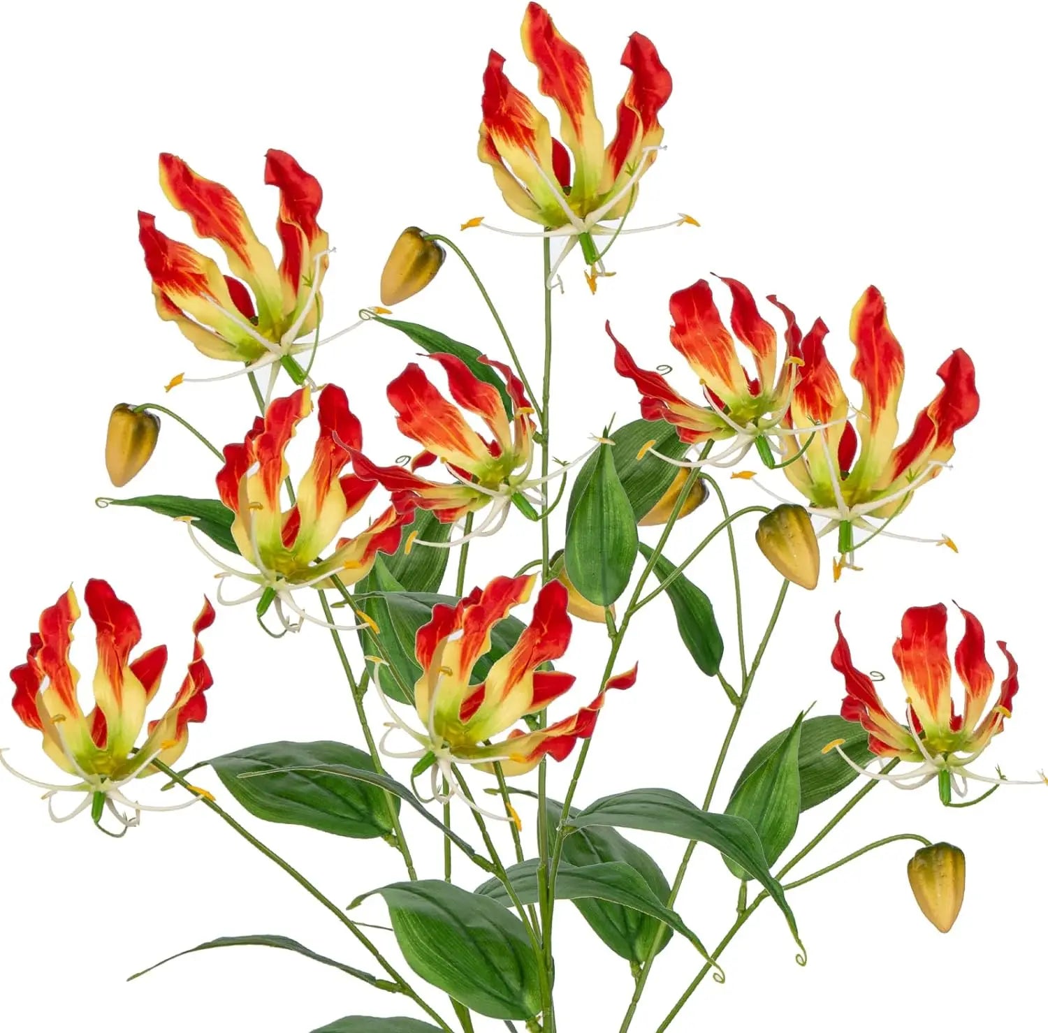 Artificial Lily Flower With Long Stem Gloriosa  Lily Silk Spring Flower Picks for Floral Arrangement Wedding Table