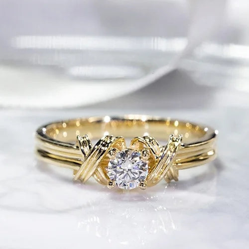 2025 Trendy New Popularity 14K Gold Silver Plated Alloy Polished Engagement Rings Gold Plated Rings Diamond Rings for Women