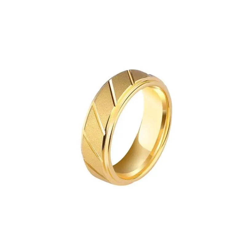 YK Men's Ring Personalized Couple Ring Stainless Steel Cross-border Diamond Inlaid Frosted groove Jewelry Custom Wholesale