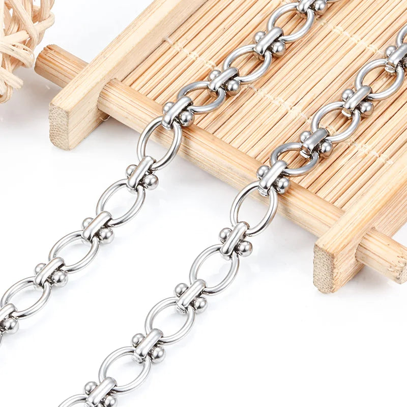 Oval Shape Bead Chain for Men Women Circle Shape Exquisite 304L Titanium Stainless Steel Chains for DIY Jewelry