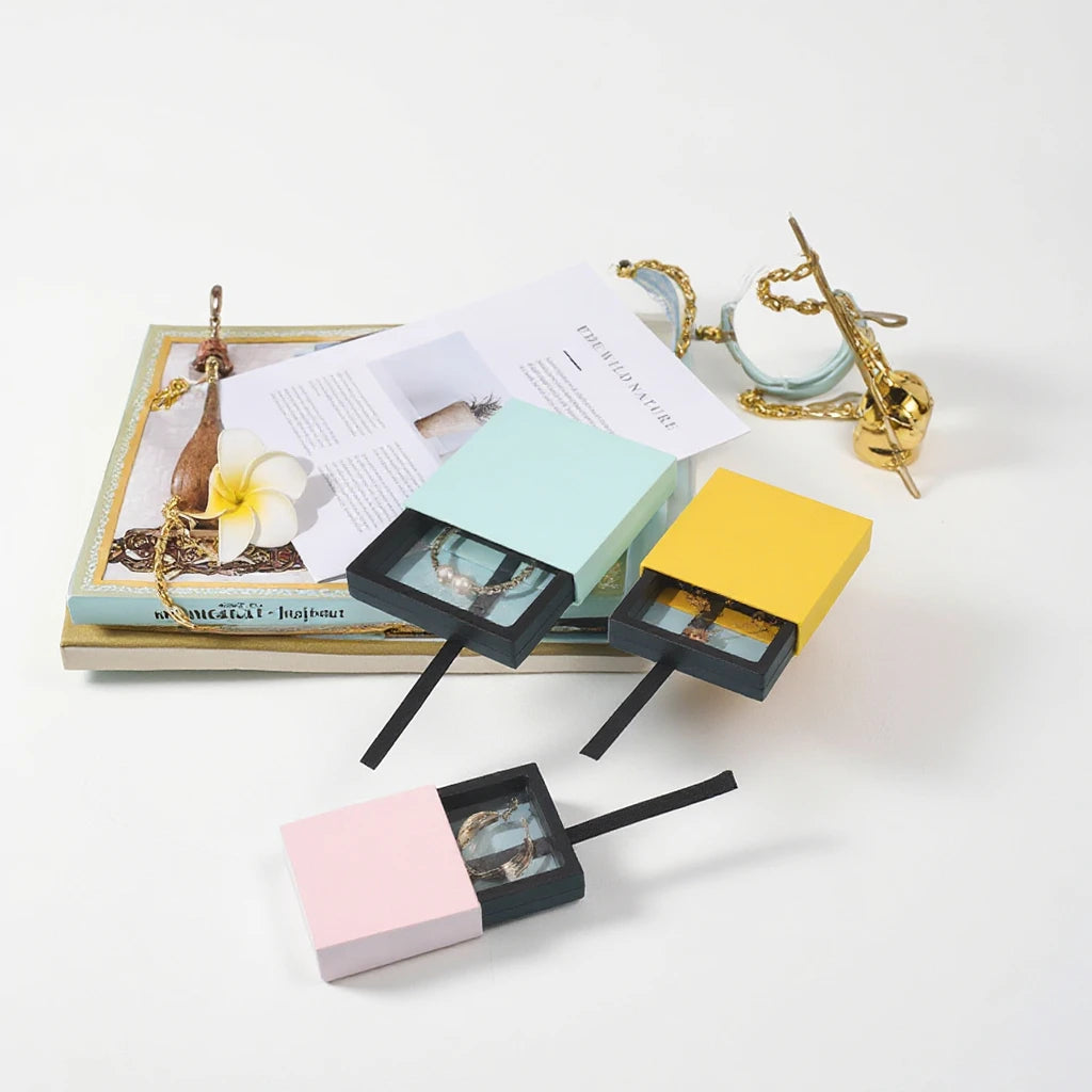 New Luxury Transparent PE Film Box Thin Suspension Frame Sliding Design Multi-Purpose Floating Pouches for Nail Earrings Jewe