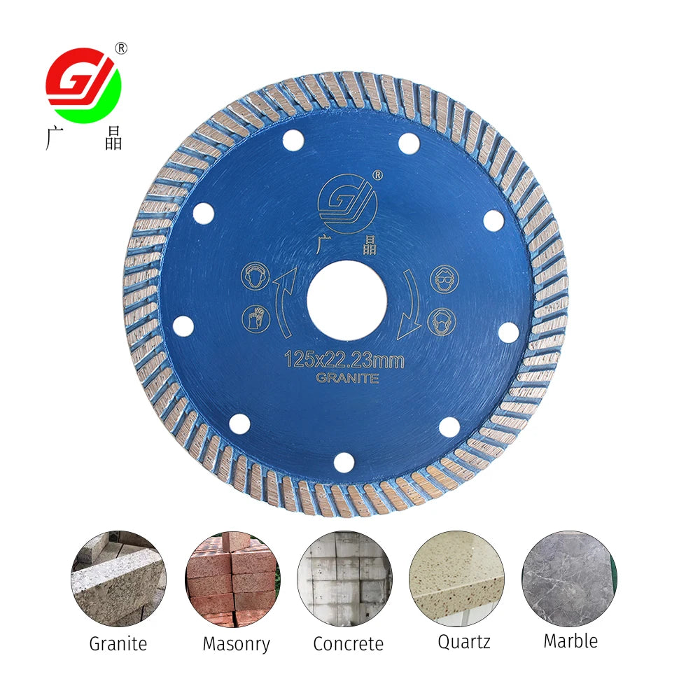 GJ Quality 5 Inch 125mm Ultra-thin Sharp Diamond Tile Blade Diamond Turbine Saw Blade for Granite Marble Ceramic Stone Cuttin