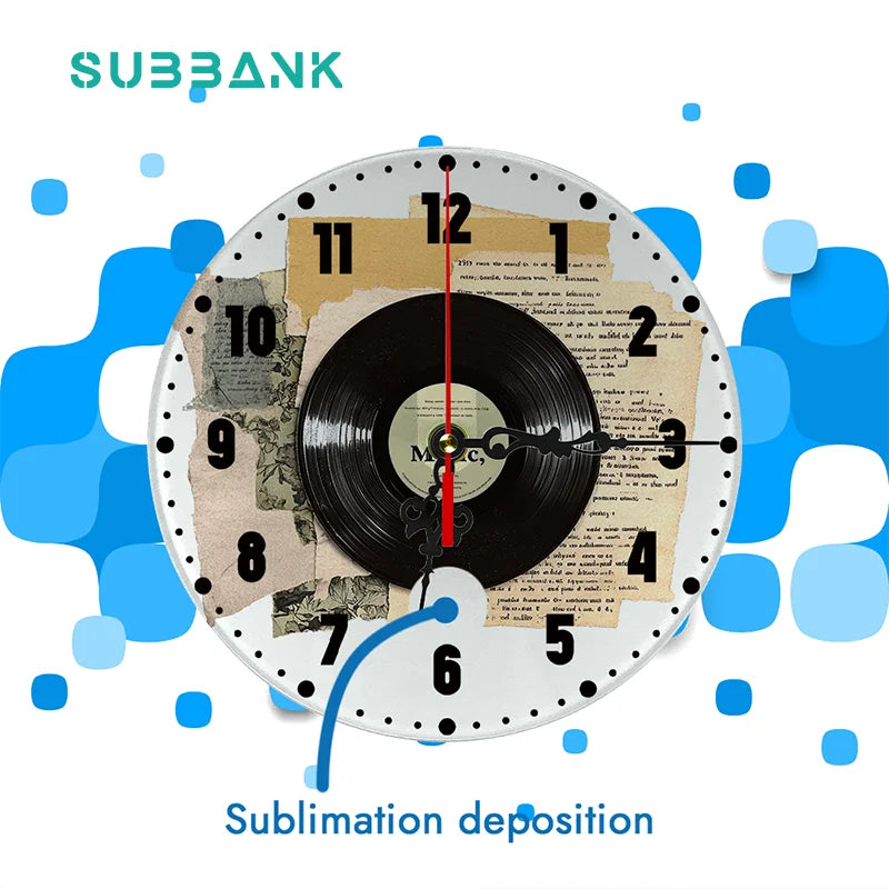 Subbank Sublimation Artware Glass Clock Customizable Photo Printing Transparent Glass Surface Creative Home Decor & Gift