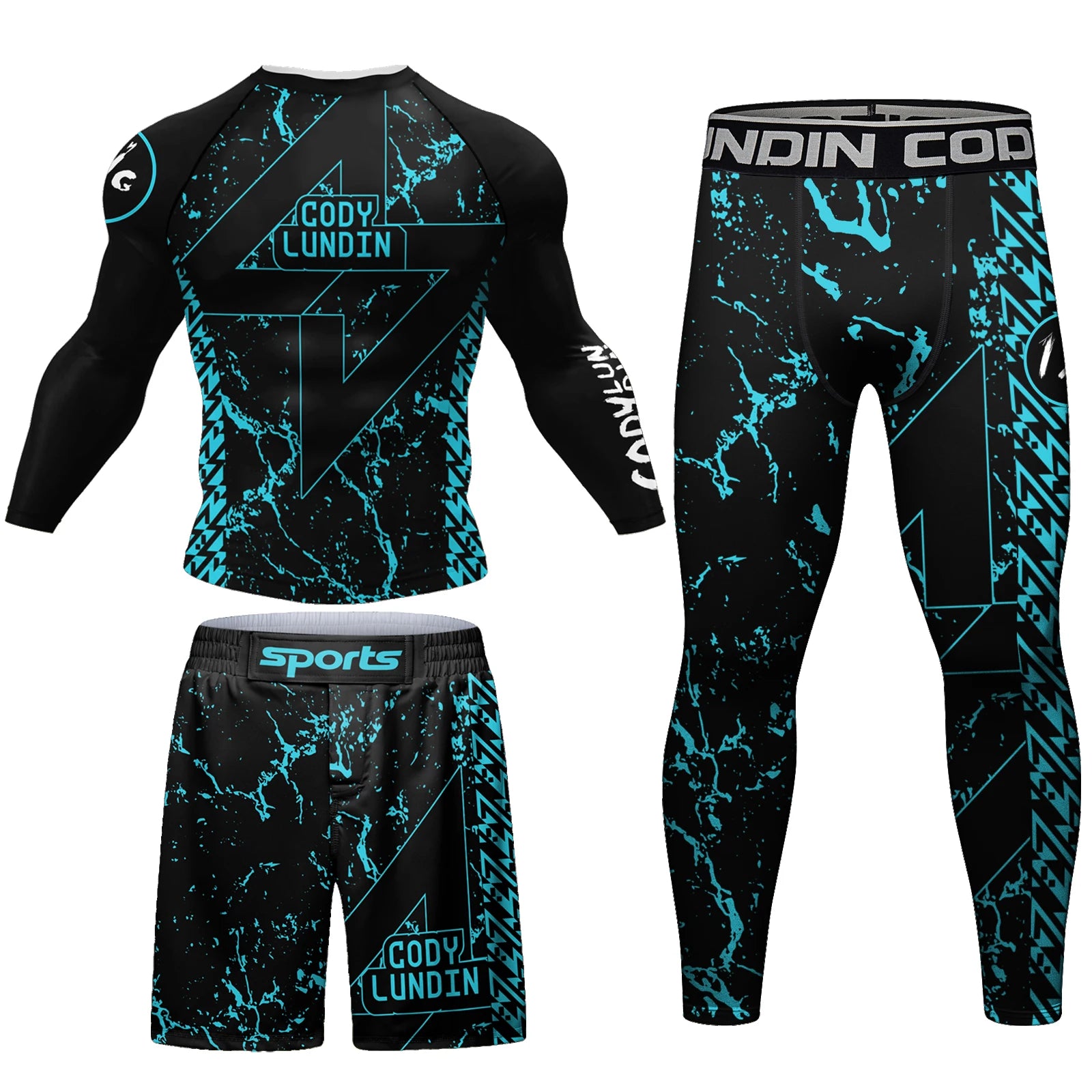 China Wholesale Custom Men Compression Fightwear Martial Art Wear Kickboxing Kits Jiu Jitsu Gi Rashguard Gym Fitness Set