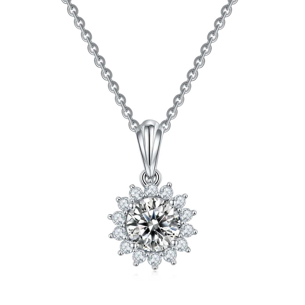 Wholesale 925 Sterling Silver Chain Round Princess Oval Pear Cut Moissanite Diamond Pendant Women Necklace With GRA Certifica