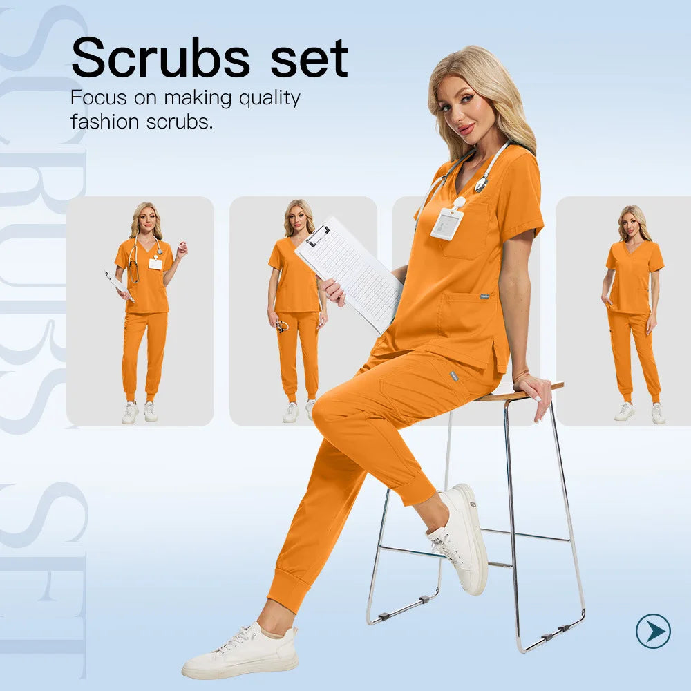 42118 in Stock Heavy Jogger Pants Scrubs Uniforms  Suits for Women Nurse Scrub  Quick-dry Medical Scrubs  OEM/ODM Doctor Unif