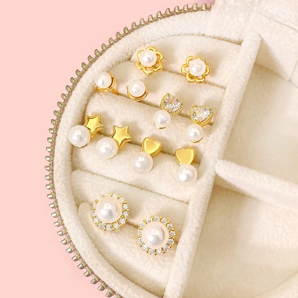 FOXI MAE233S  Hot Selling Minimalist Star Jewelry Custom Stud 925 Silver Earrings with Real Gold Plated Pearl