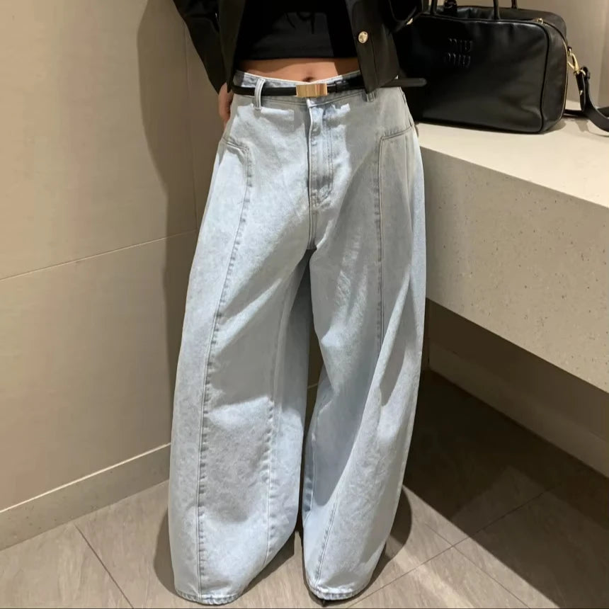 Boutique Wholesale 2026 Spring New Fashionable and Personalized High Waisted Wide Leg Straight Leg Women's Jeans