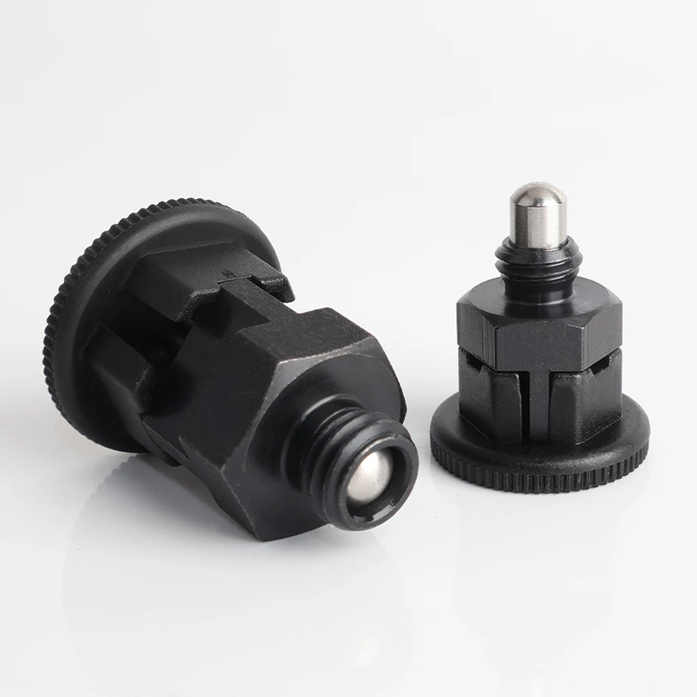 VCN213 Black Oxide Compact Index Plunger Self-Locking Fastener with Knob and Indexing Spring