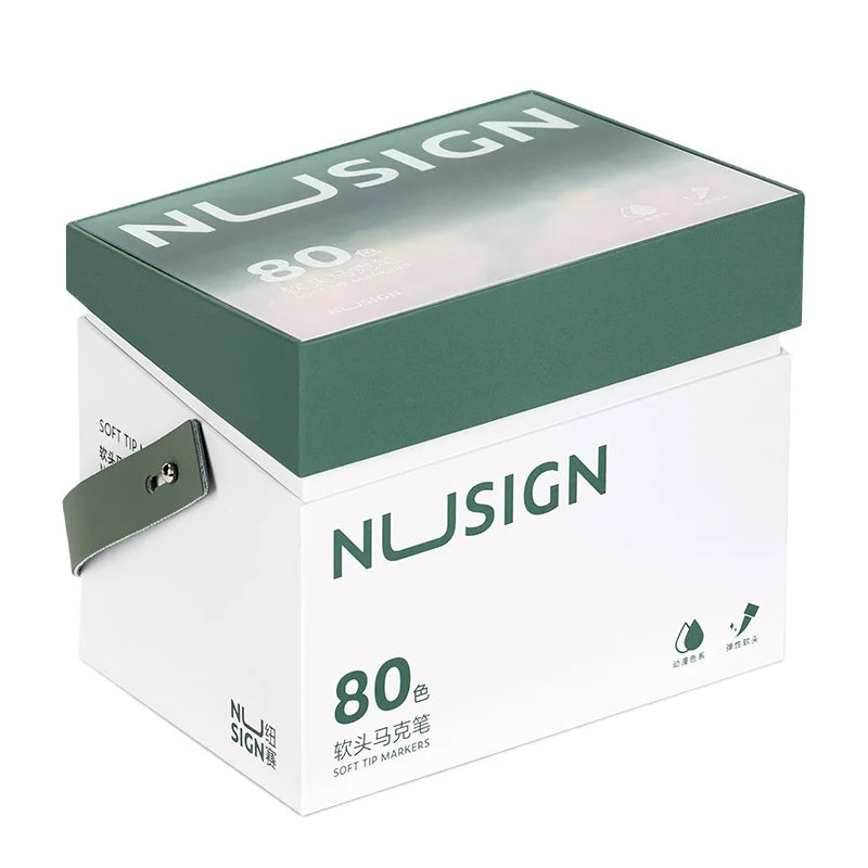 Deli NS736-80 80pcs/box Soft-headed Marker Pen Art Students Circular Pen Holder Drawing Pen 8box*80pcs=640pcs Per Carton Set