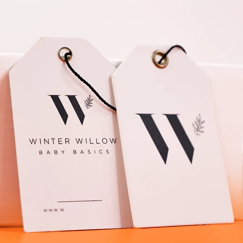 Custom Brand logo Paper Label hang Clothing Paper Private Tag Paper Clothing Jeans White Hang Tags
