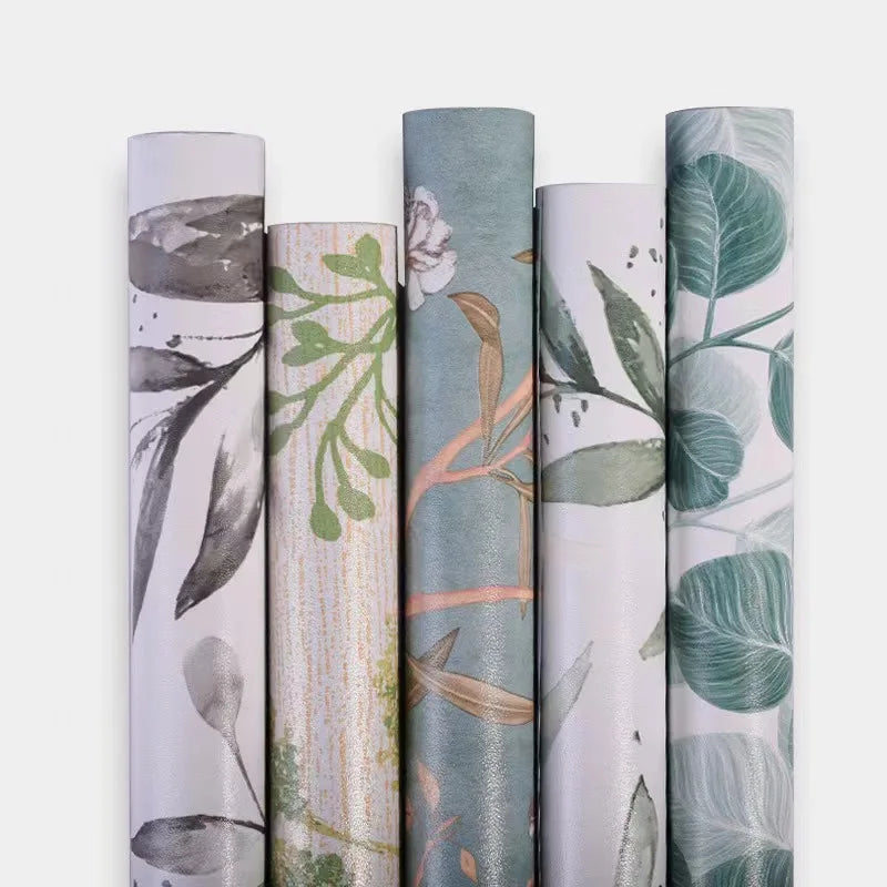 Irini Nordic Greenery 3D Damask Pattern Matte PVC Vinyl Waterproof Modern Bedroom Wall Sticker Self-Adhesive Wallpaper