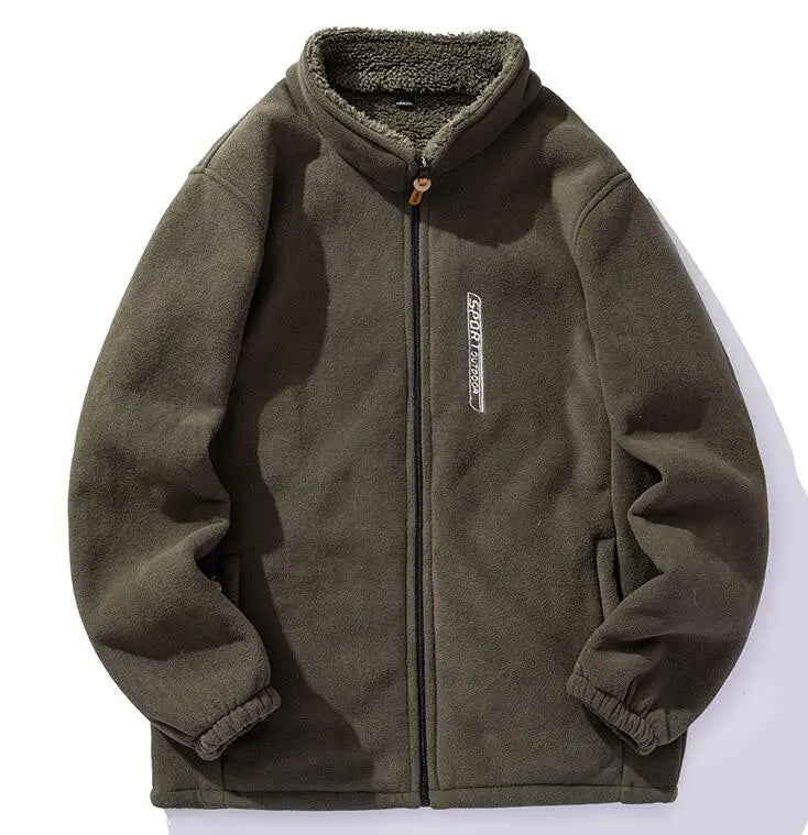 Customized Warm Comfortable Zip Sherpa Jacket Winter Stand Collar Polyester Custom Winter Fleece Jacket Men