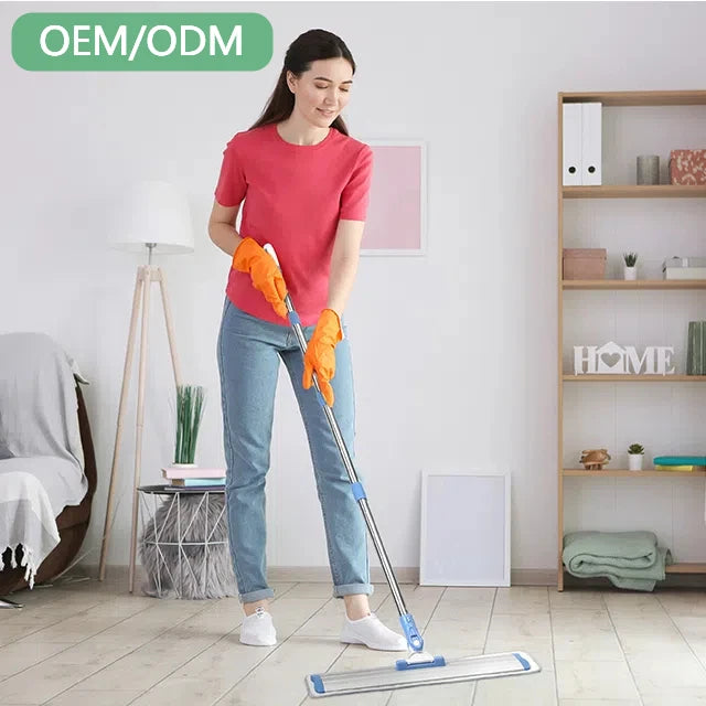 Manufactory Direct Sales Microfiber Flat Mop Wet/Dry Floor Dust Cleaning with Stainless Steel Handle Plastic Mop