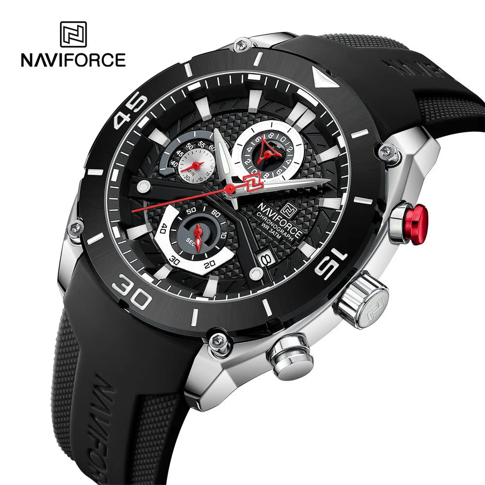 NAVIFORCE 8038 SBB Factory Wholesale Cheap Silicone Band Quartz Wrist Watches for Men Big Dial Small Three Needle Waterproof