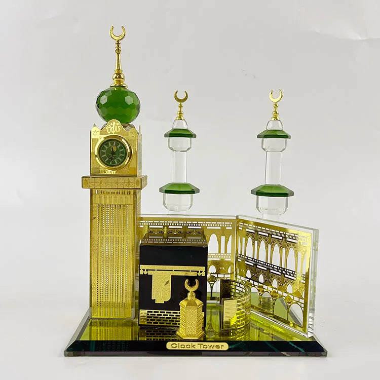 Crystal Clock Tower Religion Makkah Mecca Clock Tower Islamic Gifts Ramadan Gift MH-G0483