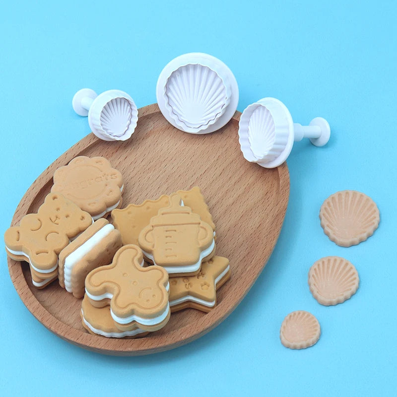 2024 New Ocean Series Shell Plastic Cookies Cutter Marine Organism Cake Decoration Baking Mold Sea Shell Cookie Cutter