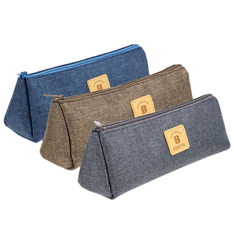 Deli 67058 Compact Triangle Pencil Pouch for Students Large Capacity Multi-purpose Cloth Stationery Bag 96pcs Per Carton Set