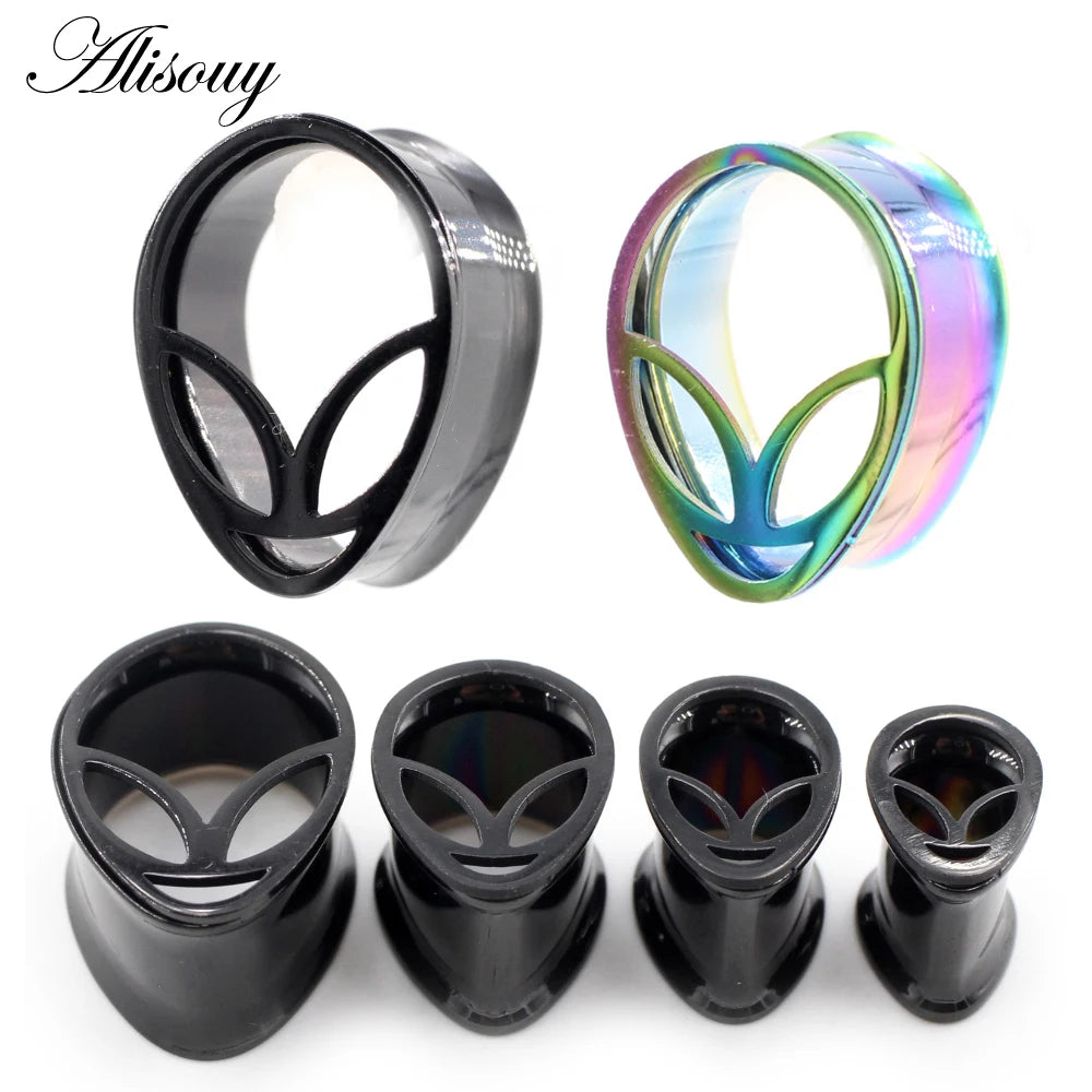 Wholesale HipHop Earring Tunnels Plugs Expanders Stainless Steel Water Drop Alien Ear Gauges Stretchers Unisex Wedding Gift B