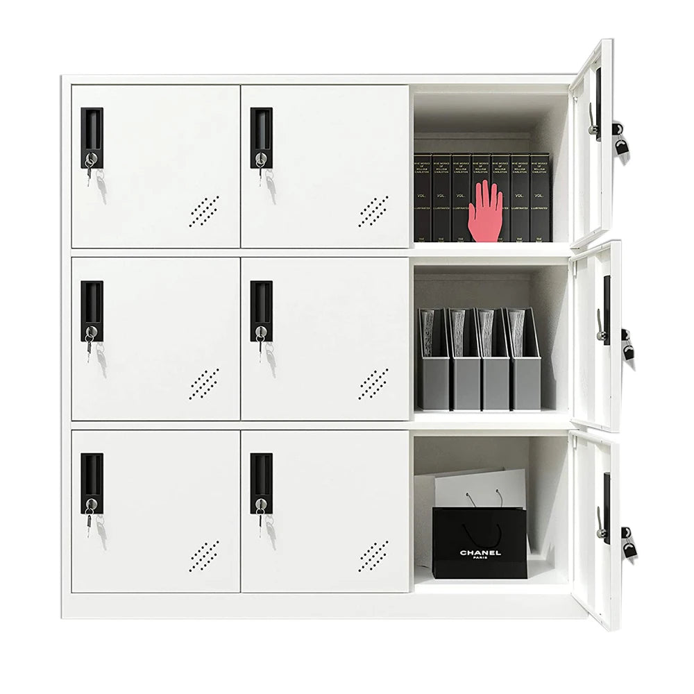 9 Door  White Steel Storage Lockers Home Modern Metal Cabinets