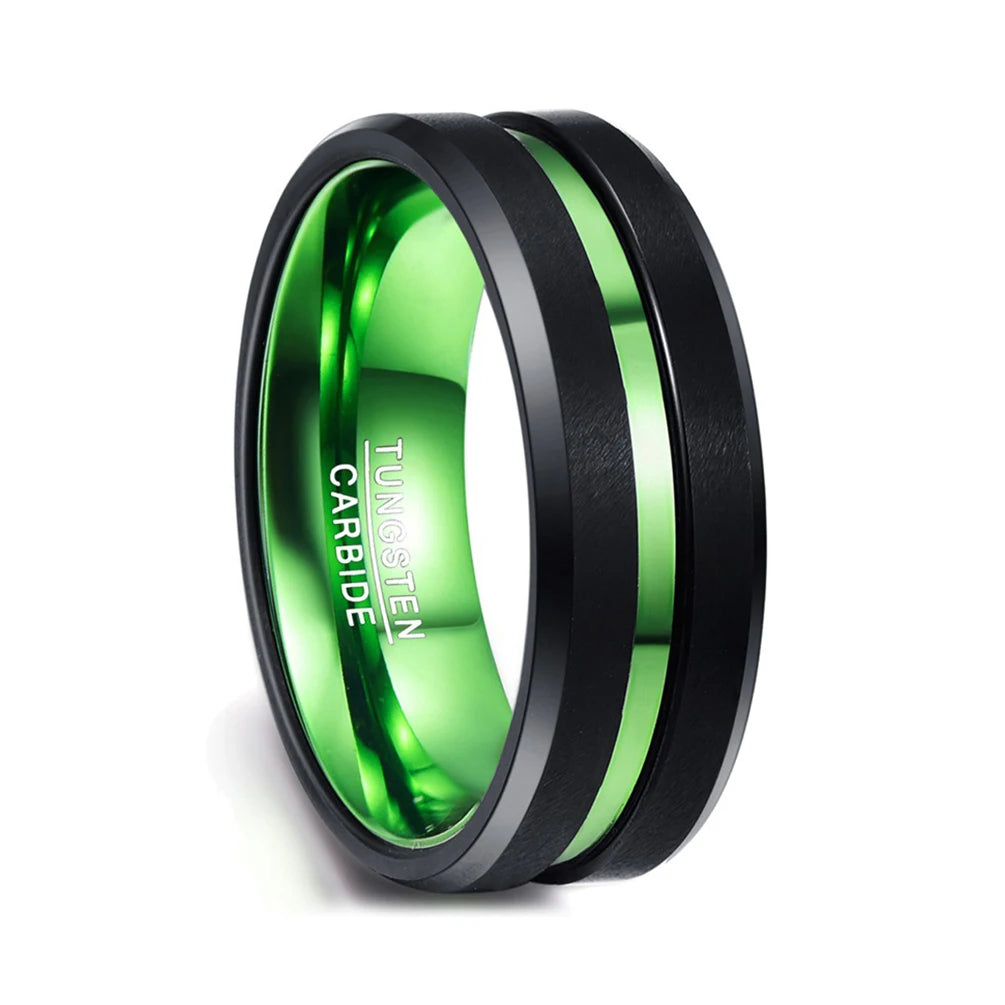 Alin 8MM Newest Design Alin Tungsten Rings Mens Vintage Rings Jewelry for Men Women