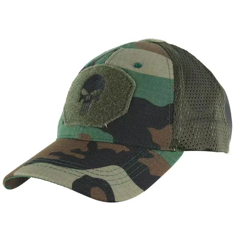 Hot Selling Men Outdoor Camouflage Hat Summer Breathable Net Hunting Skull Tactical Cap Hats Cycling Sport Baseball Caps