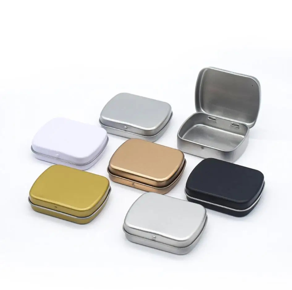 Custom 60*47*15mm Rectangular Brow Soap Packaging Container Storage Flip Top Case Metal Hinged Mini Small Mint Candy Tin Box/